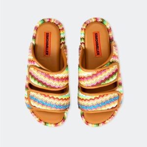 Simon Miller. NWT. 🌴🌴🌴 Raffia Cro Slides. Tropical Twist. Size 39. Spot Clean.